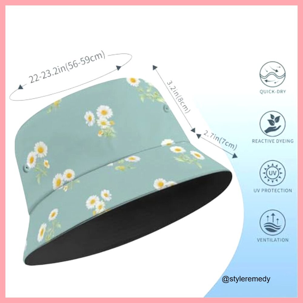 Reversible Bucket Hat Cotton Polyester Packable S… - image 3